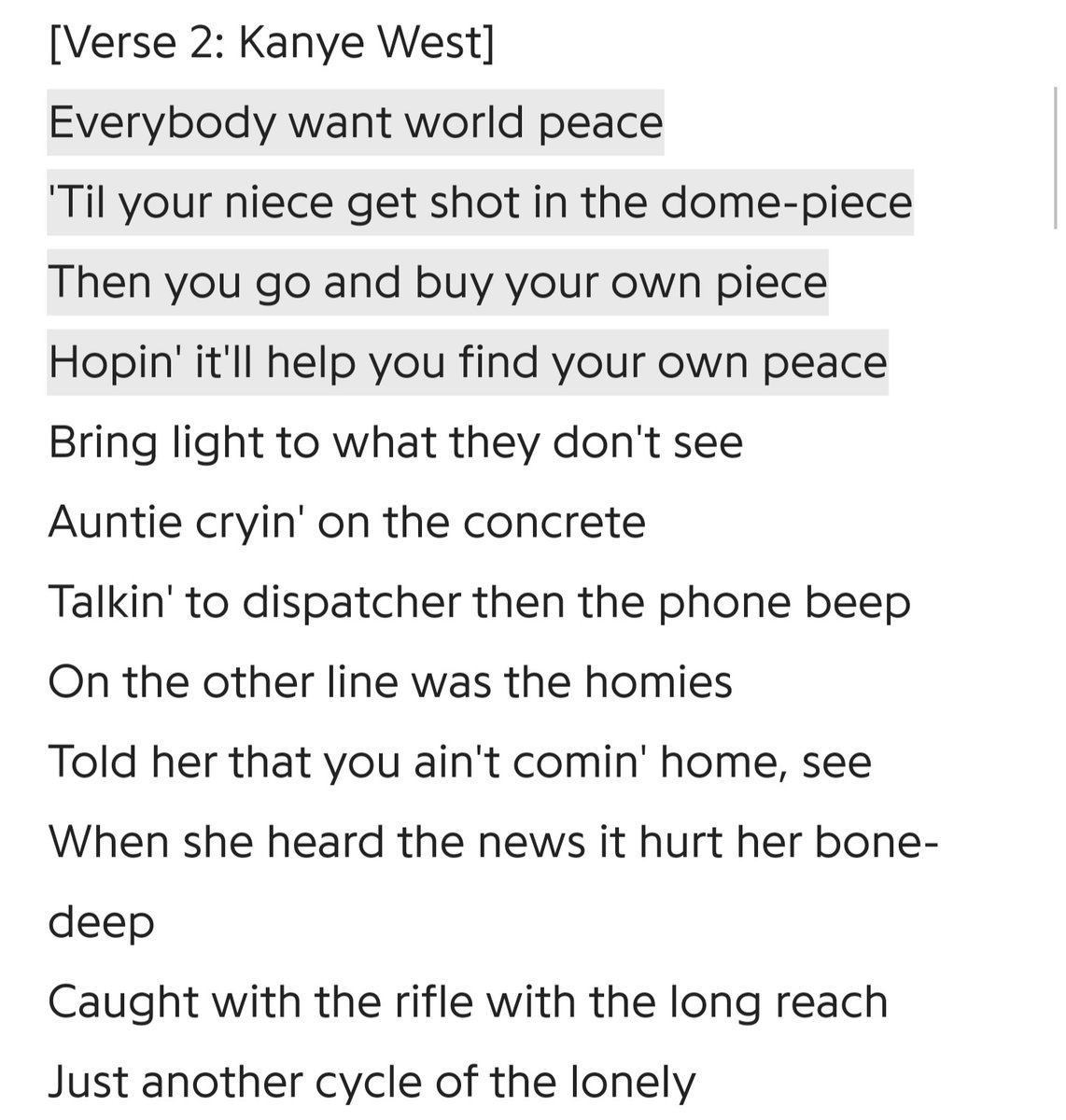 CUDI MONTAGE (2/2)- a phenomenal, harrowing verse around the cycle of revenge and violence, playing off of a classic Nas line and spinning his own tale.9/10