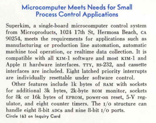 the Superkim is an improved KIM-1. never heard of it before, and there doesn't seem to be much info other than what i found here  http://retro.hansotten.nl/6502-sbc/superkim/