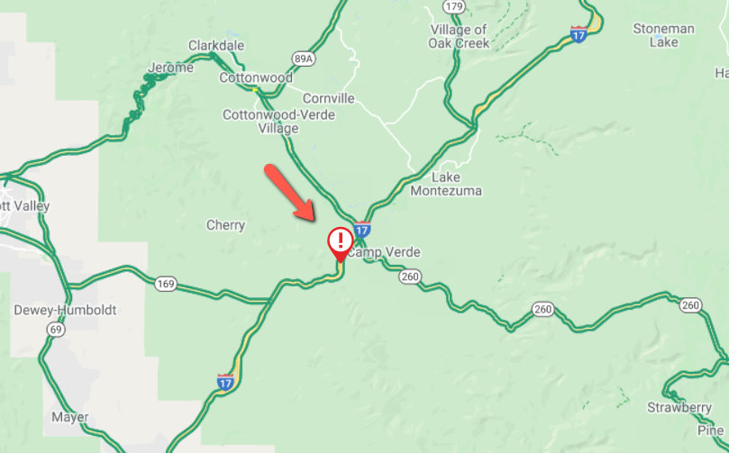 ArizonaDOT's tweet photo. *BRUSH FIRE I-17 PLEASE SHARE* 

I-17 SB south of SR 260 : The right lane is closed for a brush fire at MP 285. #aztraffic #azfire 

Photo courtesy of Tweeter @Jhanson00. https://t.co/SVrZ80as8z