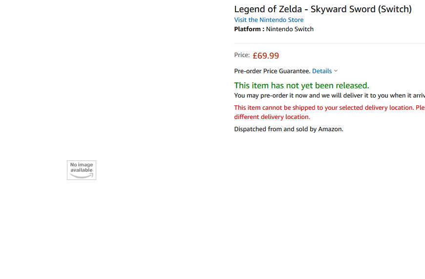 zelda skyward sword amazon