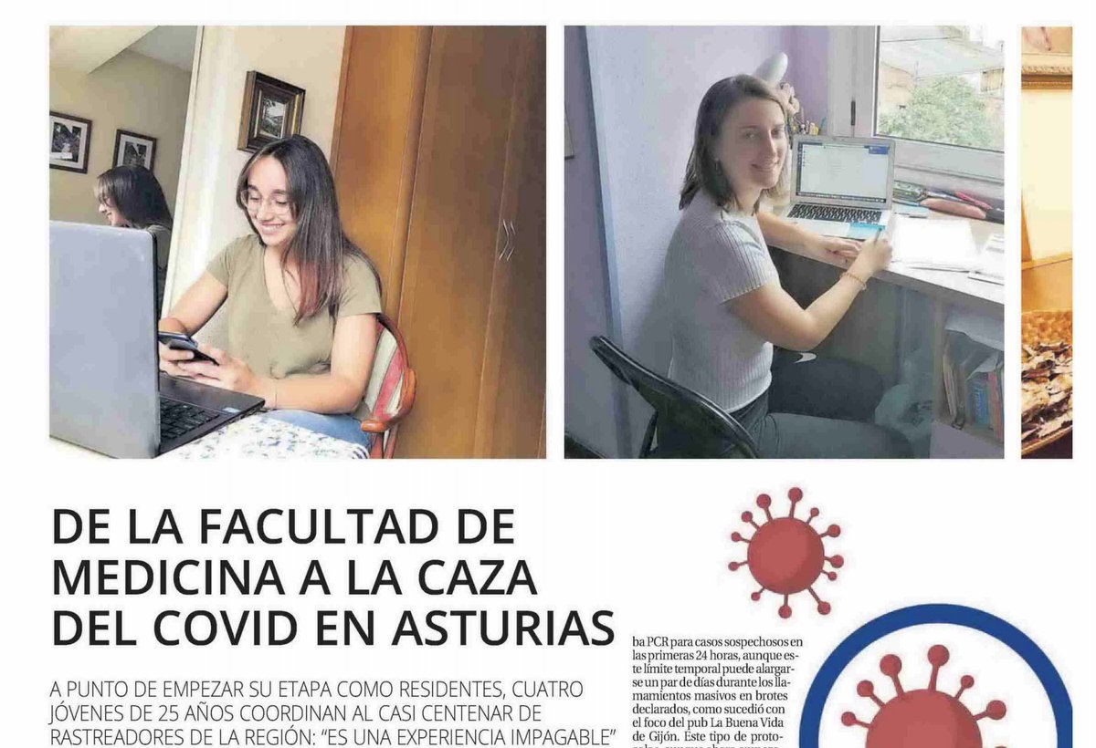 rcofinof's tweet photo. Sofía Suárez, Claudia Álvarez, Alvaro Villarejo y Cruz Álvarez-Buylla, cuatro personas clave en el Sistema de vigilancia contactos estrechos de Asturias. 
Incansables, realizando un trabajo fundamental y enorme.
@sandrafdezlomb en @lanuevaespana 
https://t.co/GqL8W0By9n https://t.co/K4KK32SOtT