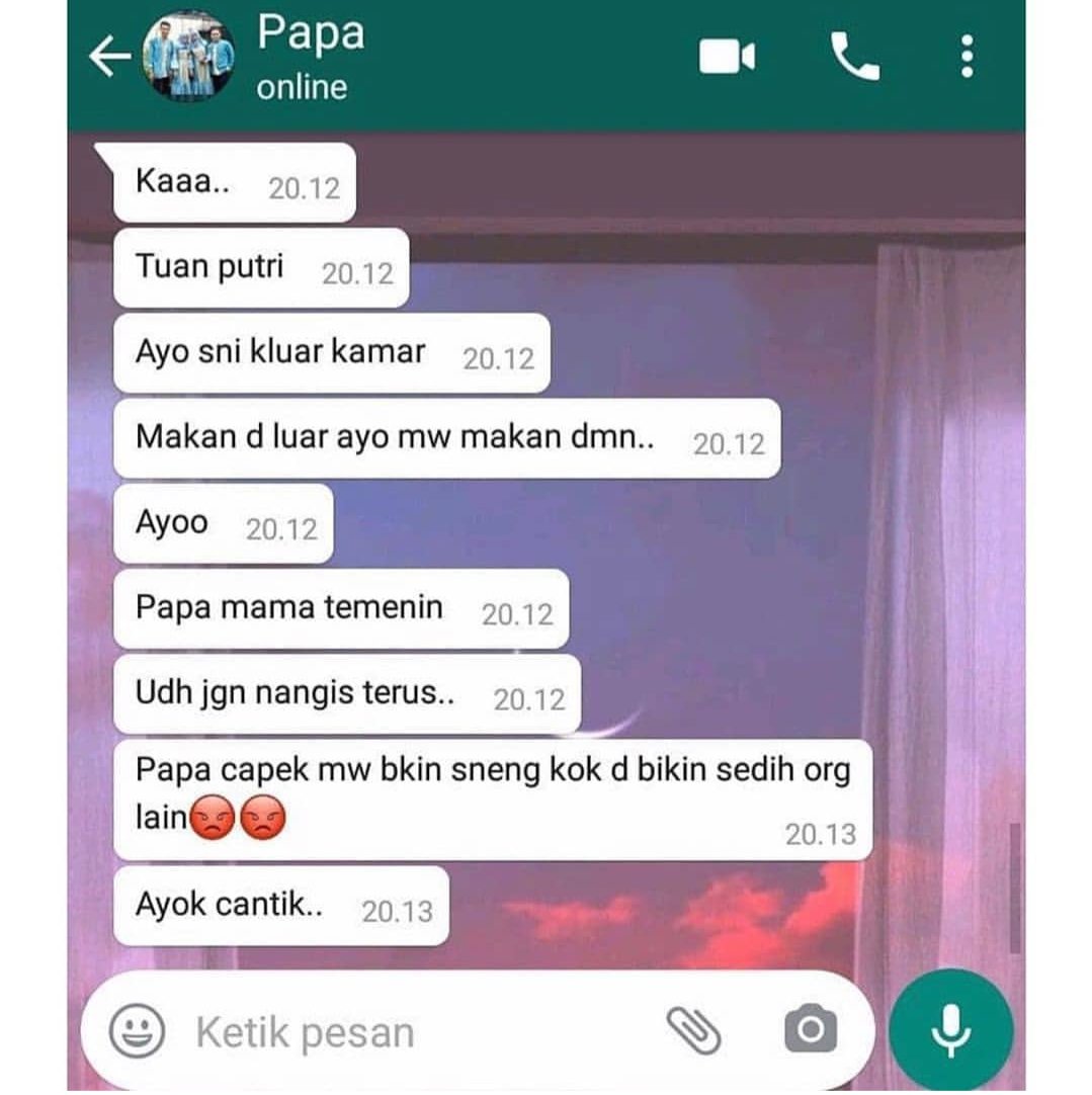 nemu ginian di explore ig. padahal sesimple itu tapi damagenya luar biasa. lali tiba-tiba tersadar udah gada yg bisa ngomong gitu lagi ke aku :') rindu abah❤️ #alfatihah