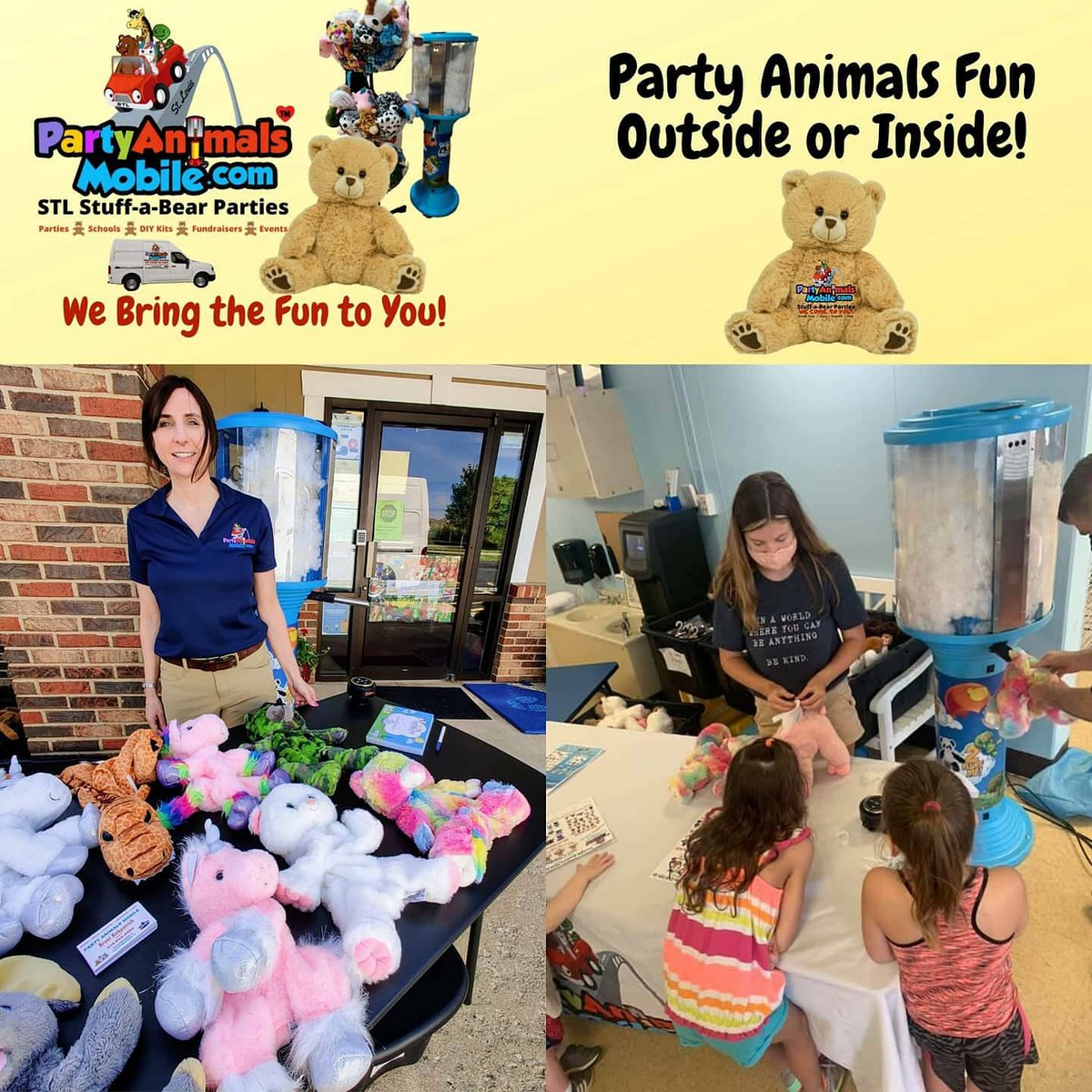 Masked Ways to get a #PartyAnimalsMobile Stuff-a-Bear🧸 Party or Visit! We come to you!  Contact Free DIY Kits also available with free local delivery!

#afftonmo #crestwoodmo #sappingtonmo #lemaymo #brentwoodmo #claytonmo #sunsethillsmo #richmondheightsmo #southcitylivin #STL