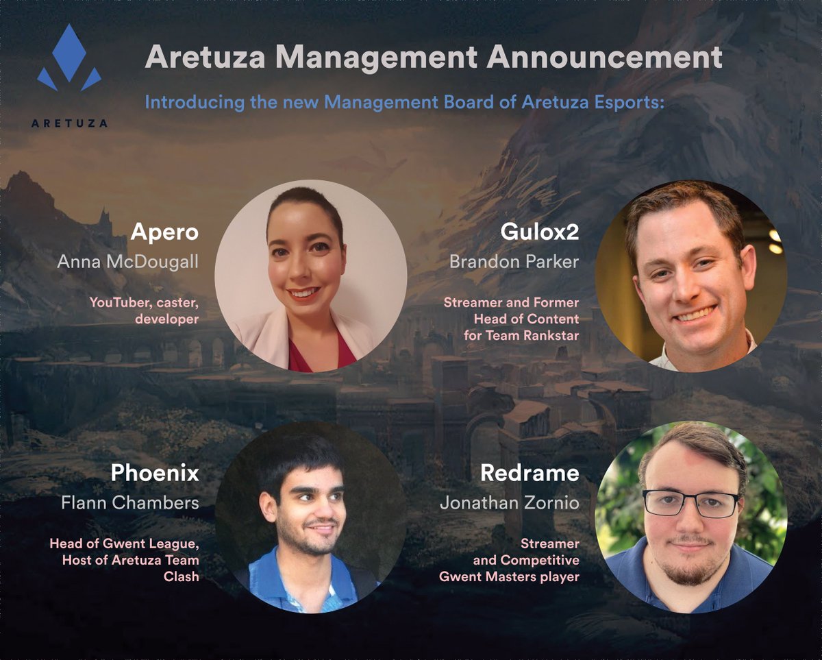 We are very happy to announce our new Aretuza management team! Please welcome <a href="/AnnaJMcDougall/">Anna McDougall</a> <a href="/DarxPhoenix/">Phoenix.PDF</a> <a href="/gulox2/">Brandon Parker</a> and <a href="/Redrame1/">BIGRAME</a>! They are all eager to usher the next era of Aretuza!

Also, a VERY big thank you to <a href="/Damorquis/">Damorquis</a> and <a href="/GreenCricket_/">Michael Tisler</a> for all they've done for Aretuza!