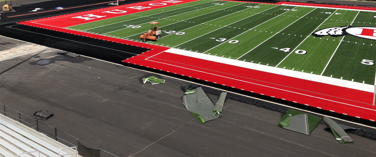 NBHuronChiefs's tweet photo. Huron field layout complete. Couldn’t ask for a better looking field. Thanks to our Huron community for making this happen! Go Chiefs https://t.co/gUPLDmEE80