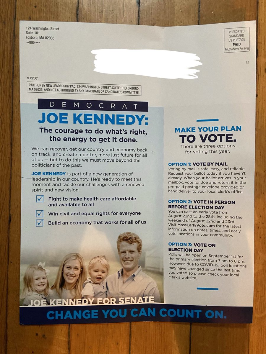 just got these in the mail yesterday. this is the first time I’ve gotten anything and everyone in my household has already casted their votes for markey but i just wanted to point some things out (1/9)