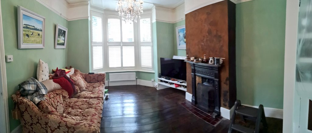CarolWiddowsRD's tweet photo. Furniture cleared & moved out for the floor sanding tomorrow! Bye bye dark wood floor (sofa is too big to go anywhere so there it shall stay!) #AHPsActive #HomeImprovement #whenwillitend #moredust https://t.co/HOhiPwJHJu