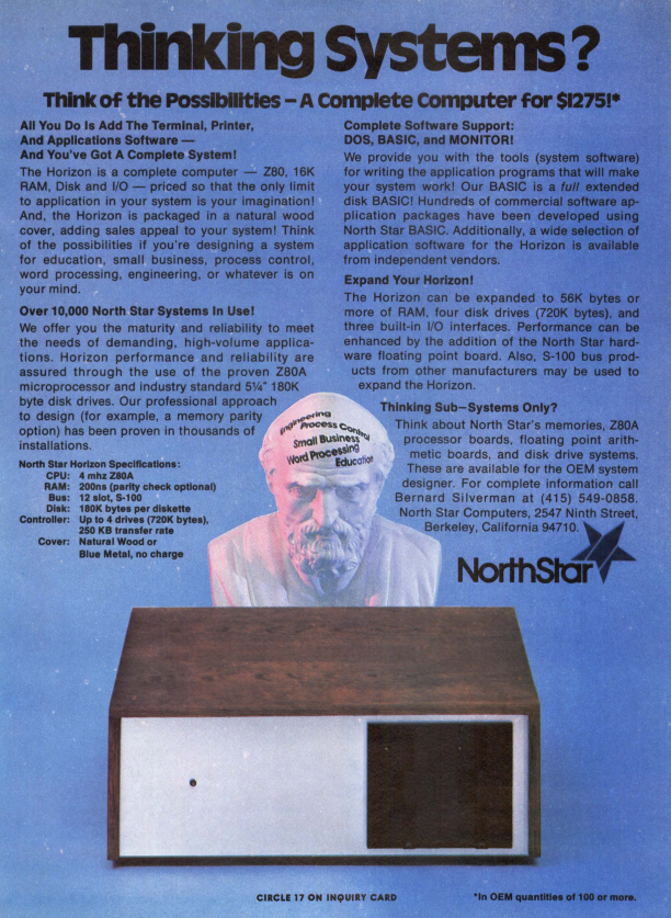 1979 ad for the NorthStar Horizon computer.