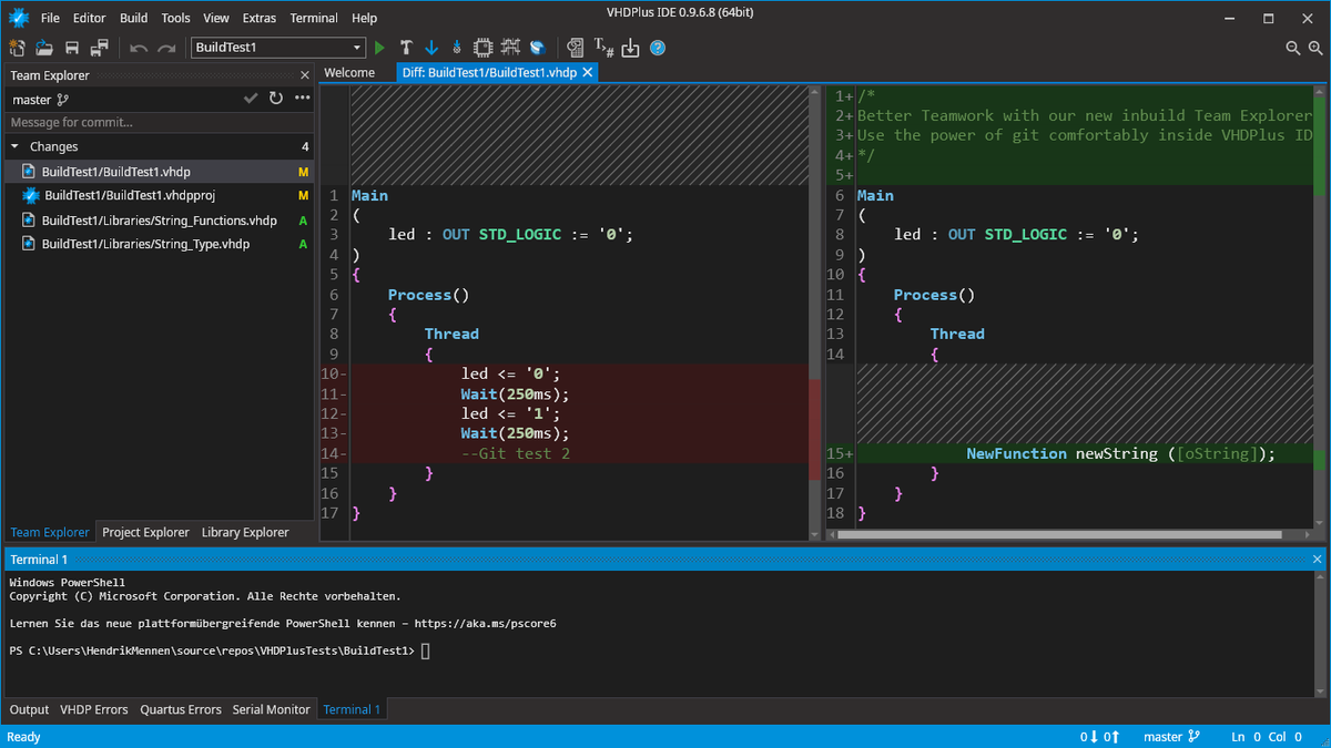 VHDPlus's tweet photo. Improve your teamwork with Git and #VHDPlus IDE!
Git integration will be available soon in the next major update. https://t.co/Mtlb8GO0dy