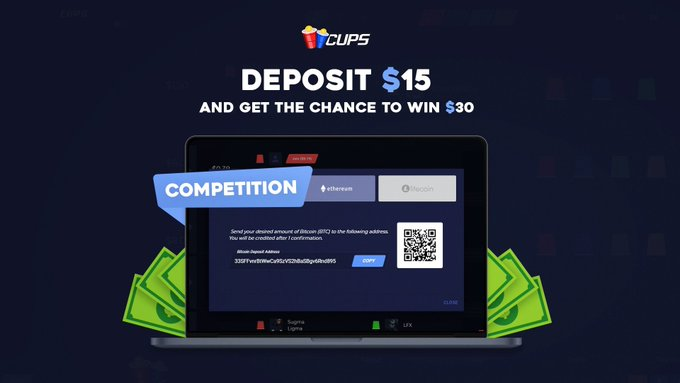 Cupsgg's tweet photo. $90 Deposit Competition ($30 balance to 3 users)🍀🍀

✅ Deposit more than $15 within 48 hours (multiple deposits are allowed)
✅ Comment your Cups UID
✅ Retweet this post

📥 Only the deposits after the creation of this post count

⏳ Rolling in 48 hours, Good luck! https://t.co/kU9S8z1DtV