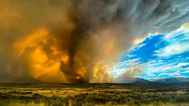 W6FCGeography's tweet photo. Some spectacular photos of how destructive and incredibly frightening wildfires can be. We talk about how wildfires can spread with strong winds in the Hazards unit, but now a 'Firenado' warning in California. Well worth a look! https://t.co/PtfUQTMpXN