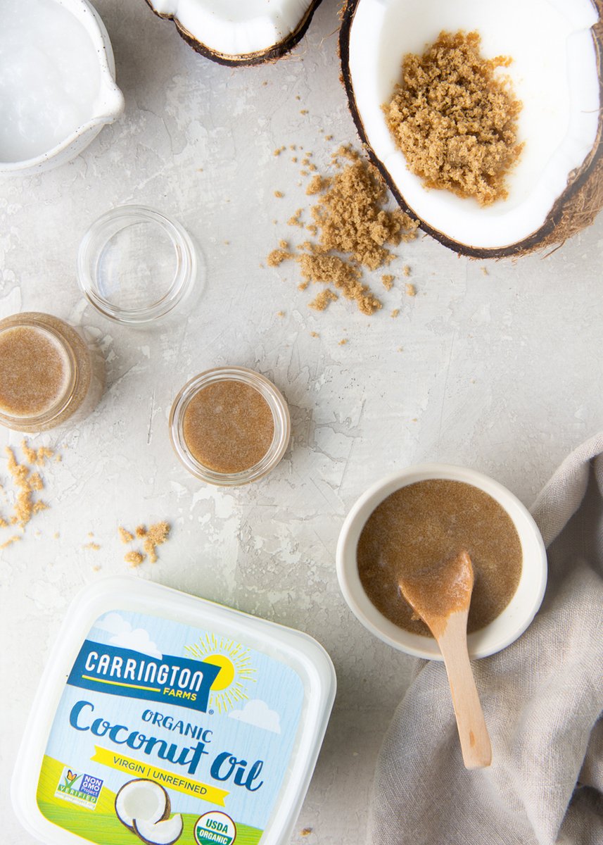 What to do on National Relaxation Day? Treat yourself, of course! Start with this 10 minute exfoliating sugar, honey &amp; coconut oil scrub that’ll leave you glowing all weekend long. Just mix, massage and enjoy. carringtonfarms.com/organic-virgin…