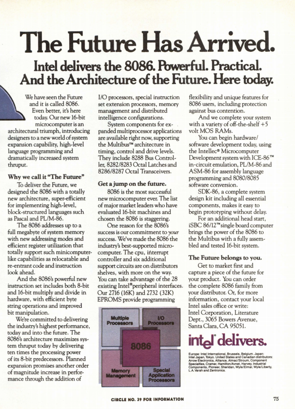 1979 Intel 8086 ad.