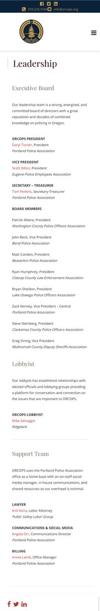 ORCOPS website says "ORCOPS uses the Portland Police Association office as a home base with an on-staff social media manager, in-house communications, and shared resources so our overhead is minimal."Tom Perkins is the Secretary-Treasurer, who is also from the  #PPA.  #pdx  #gov