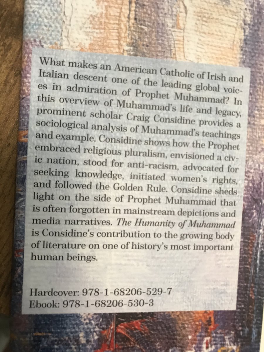 In this brief yet remarkable book, <a href="/CraigCons/">Craig Considine</a>, an American Catholic, admires the Prophet #Muhammad for the values he introduced to the world of the 7th century:

Religious pluralism, a civic nation, anti-racism, value of knowledge, and women's rights.
