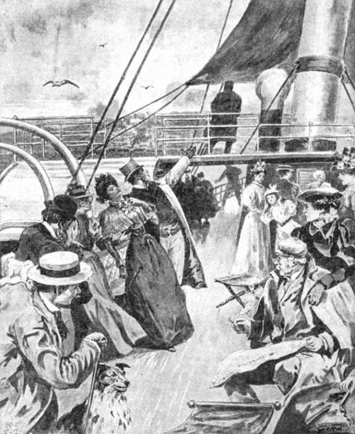 The two women walked roughly 100 yards (91 m) to the gangway and boarded, at which point Sztáray relaxed her hold on Elisabeth's arm. The empress then lost consciousness and collapsed next to her.