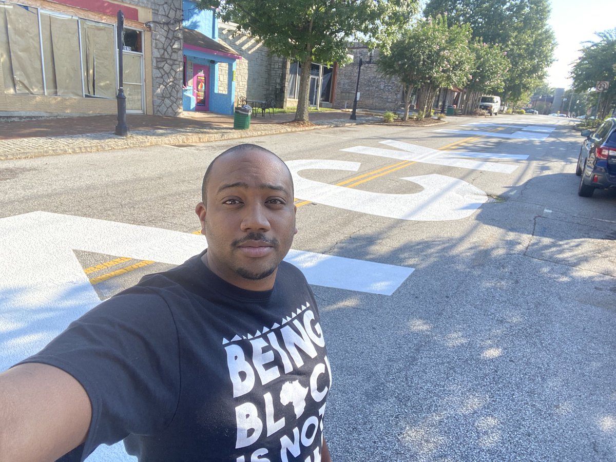 DontayeCarter's tweet photo. #Lithonia. Thank you! 

City of Lithonia approved the project last week to paint #blacklivesmatter down Main Street. 

#JimmyAtchison
#CaineRogers
#OscarCaine
#DettrickGriffin
#AhmaudArbery
#VeltaviousGriggs
#DeAundrePhillips
#TooManyNames
#WeDoneDying https://t.co/eq910r2NmZ
