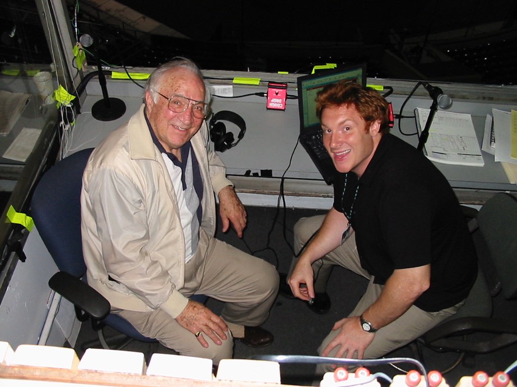 PatConneen's tweet photo. @BoogSciambi My family was part of the sound system design and integration. In my years, I do however remember working with an up and coming Marlin's radio broadcaster at the time. Here he is, pictured with the former "head of construction for the Vet". #TempestFugit https://t.co/23o8SiUBT4