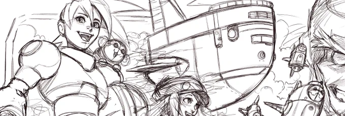 just shared a sketch on patreon for a new Mega Man Legends illustration I'm planning, here's a small crop 