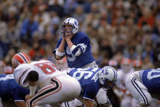 Simple will typically always win out for me, but for  @BYUfootball, it's that royal blue on white that works so well. The blue/white/blue tri-stripe only adds to a perfect helmet.
