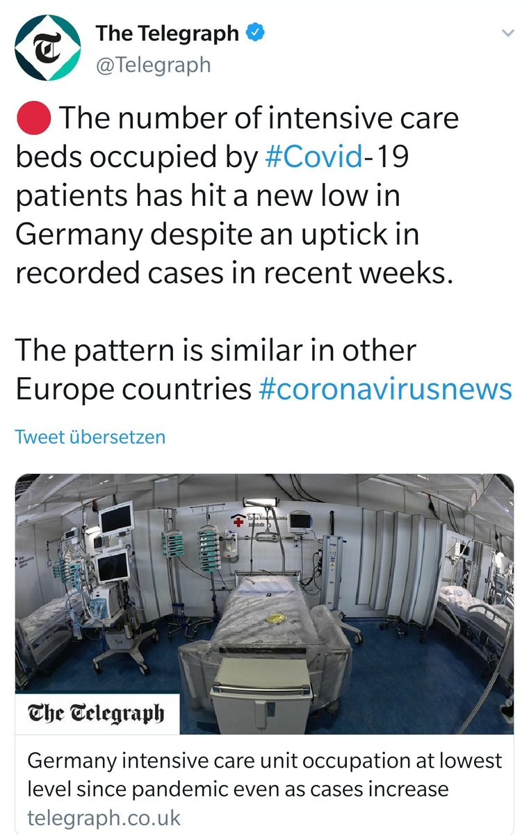 21/30ICU's are not Covid-crowed anymore even "cases" are going up in Europe. https://twitter.com/DaFeid/status/1290255977661575168?s=19