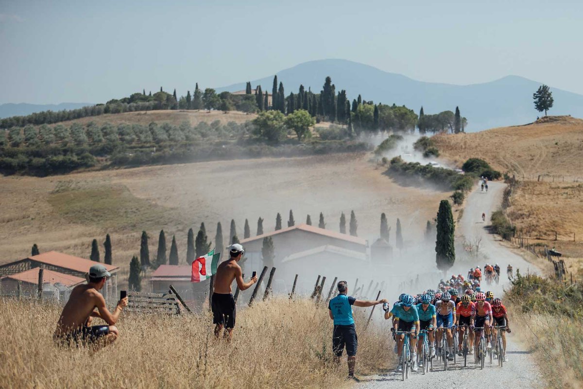 Take a look back with <a href="/GiordanaCycling/">Giordana Cycling</a> at the sweltering restart to the season at Strade Bianche. pelotonmagazine.com/peloton-x/pelo…

#giordanacycling