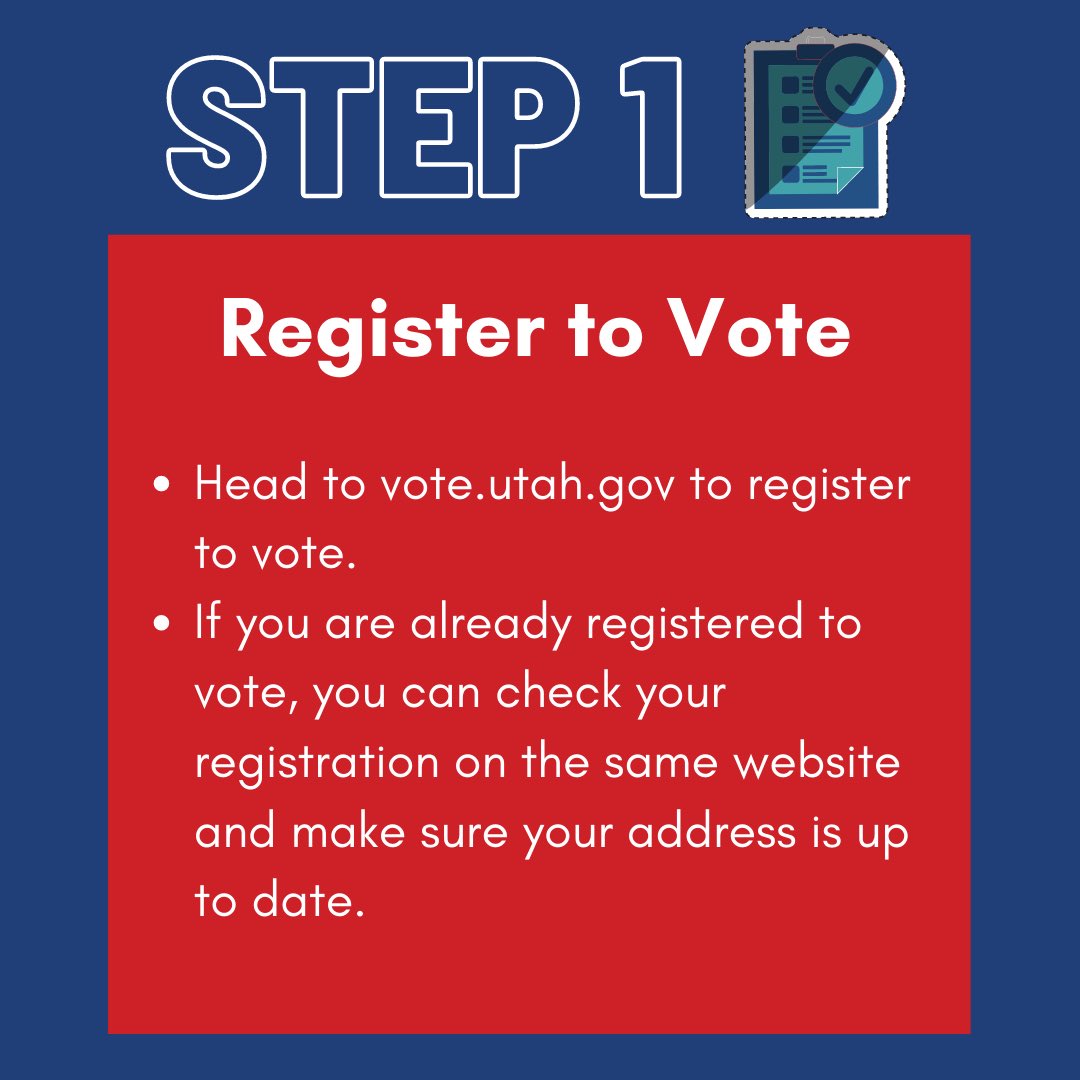 Step 1. Make sure you’re registered to vote.  https://secure.utah.gov/voterreg/index.html