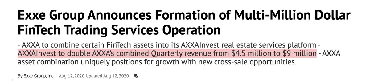  $AXXA 8- FilingsLate Filing filed on 03/31/2020.Deadline: - Quarterly or Interim Report 5 days from Aug 14 - Annual Report: 15 calendar days from Aug 14 News: AXXAInvest to double AXXA's combined Quarterly revenue from $4.5 million to $9 million CEO Mic Drop Time ;)