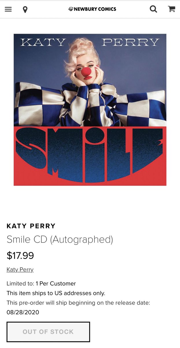The Newbury Comics Signed  #Smile Albums are also SOLD OUT NOW!!!!!  #SmileSunday  @newburycomics  @katyperry