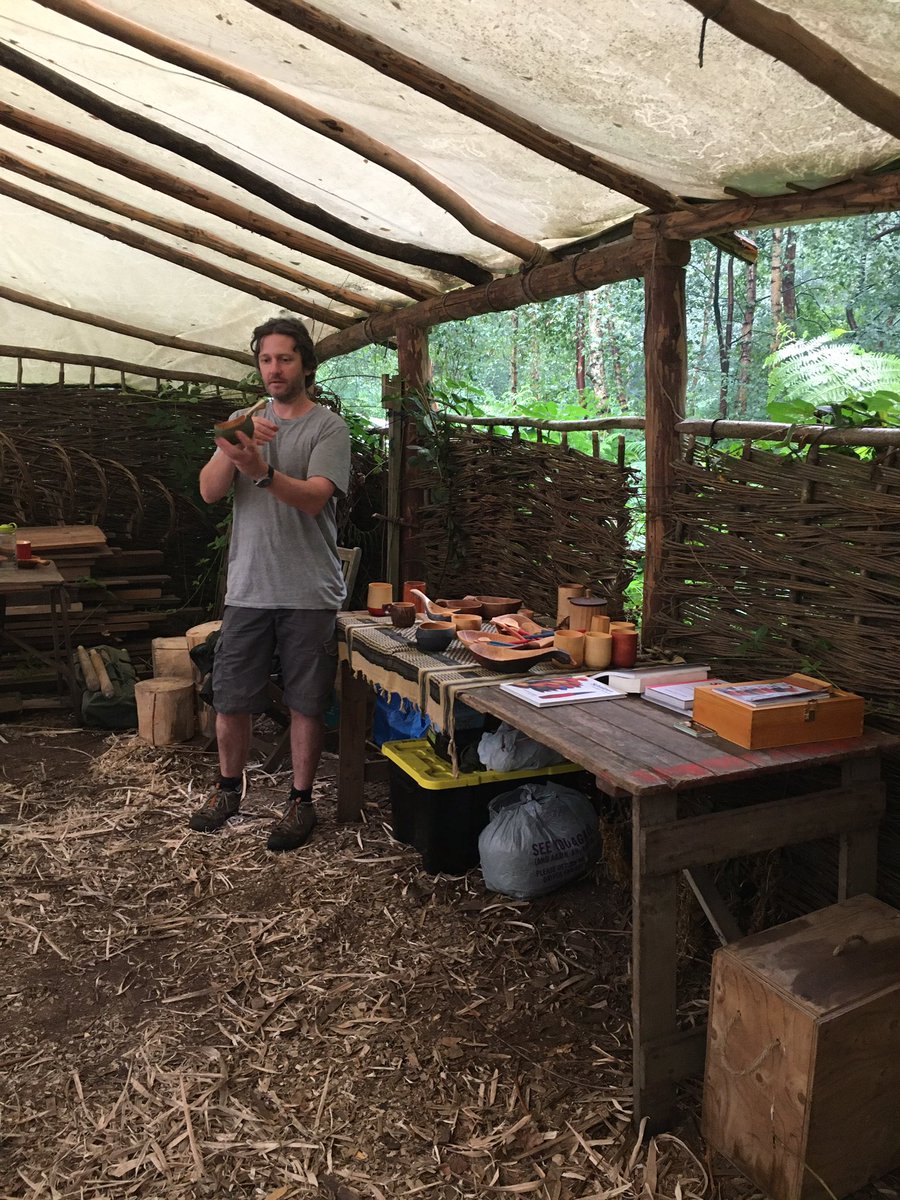 despite it raining all day since arrival today has been a truly excellent moment for my personal wellbeing..!? an interesting insight into the  #Kuksa history from  @adamson_craft and it was straight into the socially distanced carving action.. more  #NTUmakerclub inspiration.. 