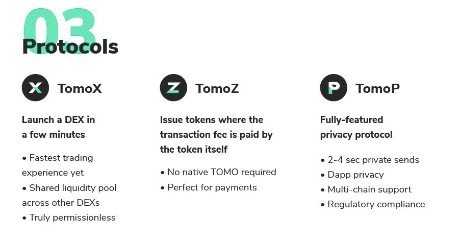 TomoChainPR's tweet photo. 📗 TomoChain offer features to build user-friendly, privacy-focused Dapps and a DeFi ecosystem geared for mass market applications.

This layer provides a set of protocols running on the core Blockchain.

•⸗ $TOMO #TomoChain @TomoChainANN ⸗• https://t.co/U5ZtTPalUd