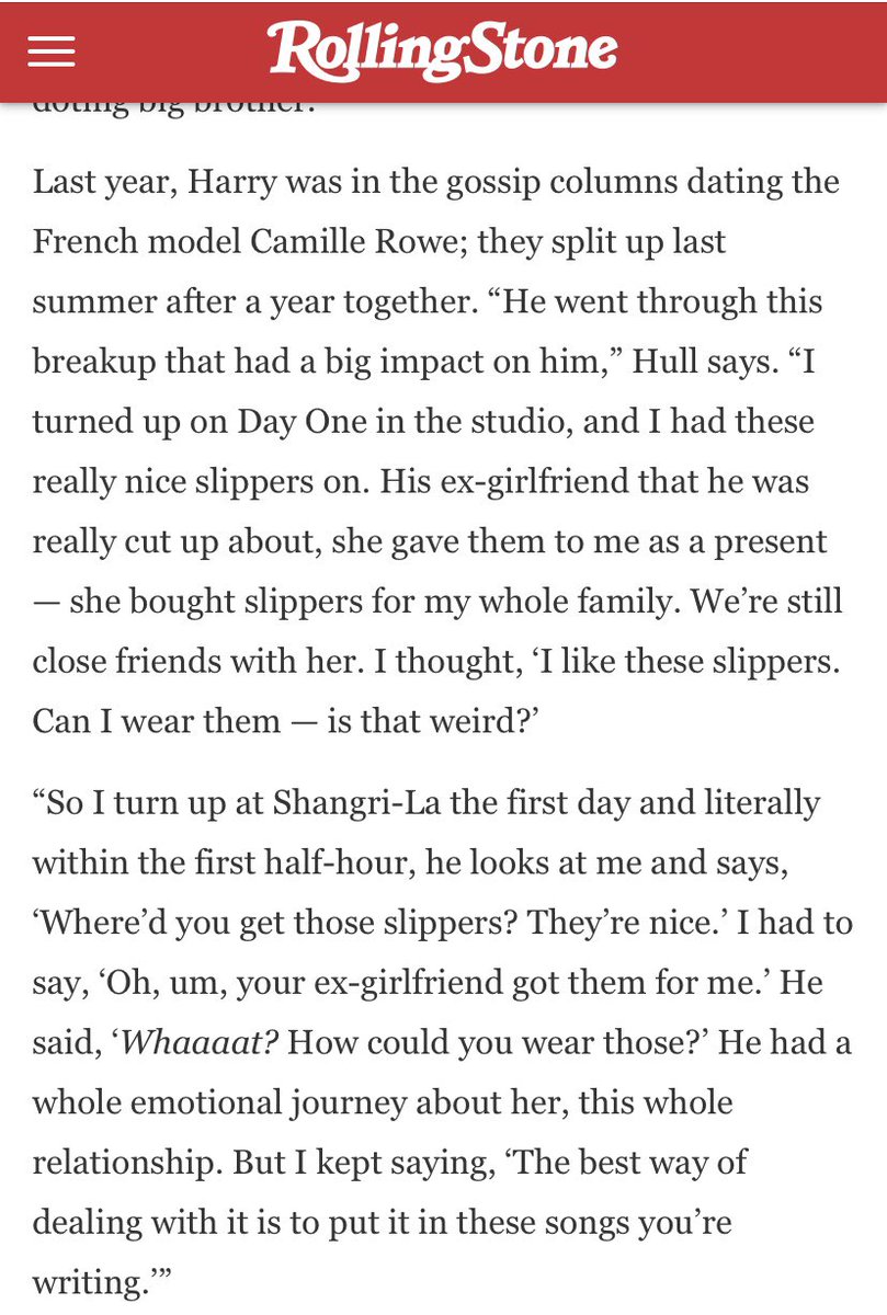 12. K’id H’arpoon talking about the slippers is just not something H’arry would usually want out in the public, especially in Rolling Stones, but they instead dedicated 2 paragraphs to help reinforce how he was hurt by the relationship
