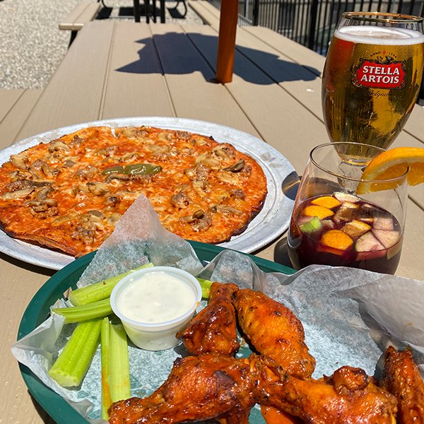 Finish the weekend off right with some cold brews, wings and pizza!