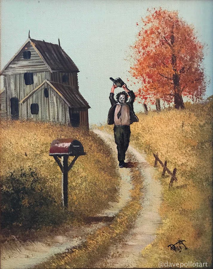FearCatalogue's tweet photo. Painter Dave Pollot finds old paintings at thrift stores and then reworks them in the original artists style to include pop culture icons. https://t.co/OQurQkXUiB