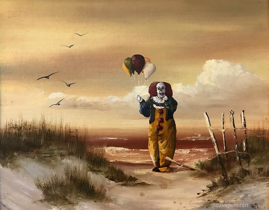 FearCatalogue's tweet photo. Painter Dave Pollot finds old paintings at thrift stores and then reworks them in the original artists style to include pop culture icons. https://t.co/OQurQkXUiB