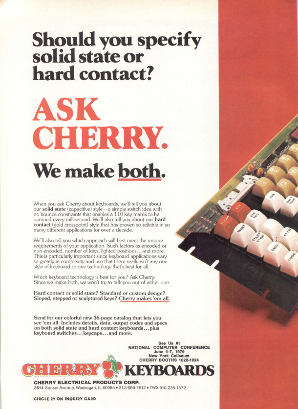 vintage cherry keyboard ad.