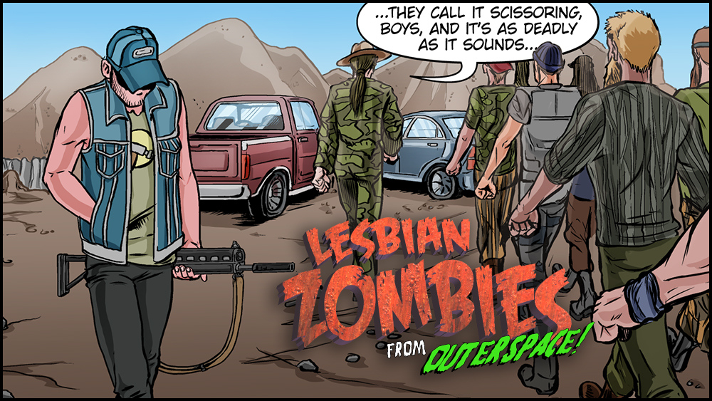 Ace goes incognito to rescure a friend in Lesbian Zombies From Outer Space.

lesbianzombies.com

#comics #horrorcomic #zombies #funny #lesbians