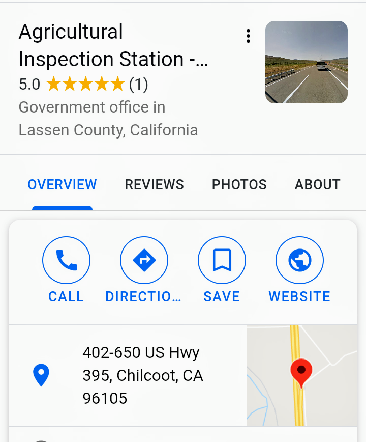 Have heard from 2 different people the "bug station" aka Agricultural Inspection Station on 395N was burnt down (?) Or damaged (?)  #LoyaltonFire This is where they have lanes like a toll booth, you stop your car before entering CA from NV with infected produce.  