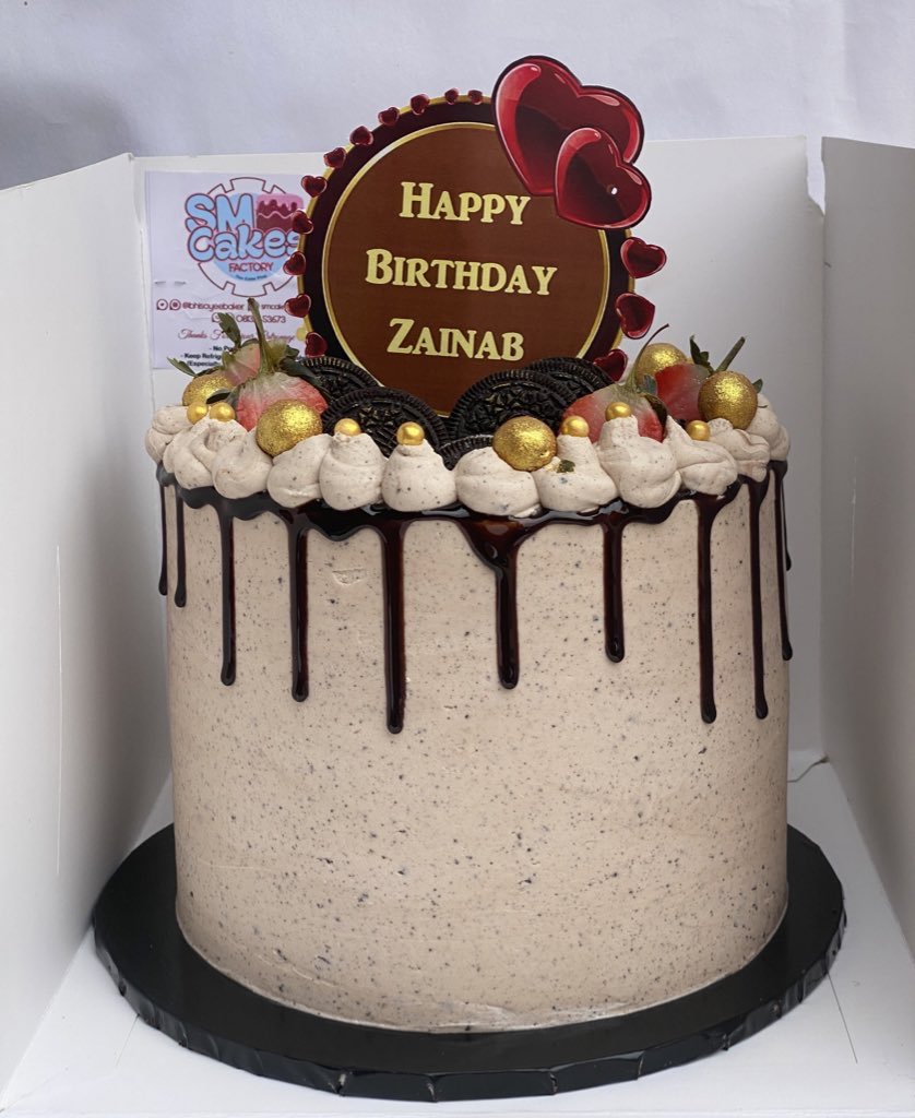 Chocolate Happy Birthday Cake for Zainab (GIF) — Download on Funimada.com