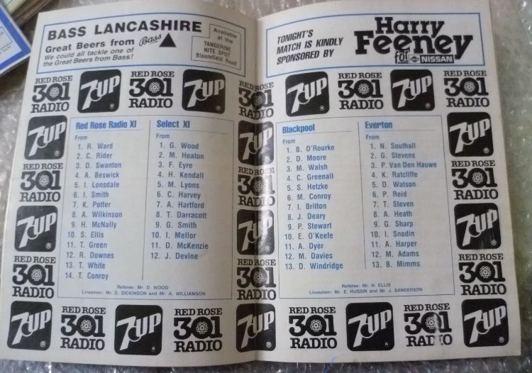 #57 Blackpool 2-3 EFC - May 18, 1987. Fresh off winning a 9th league title, champions EFC headed to Blackpool for EFC old boy Eamonn O’Keefes testimonial. EFC won 3-2 with goals from John Ebbrell, Neil Pointon & a Blackpool own goal. Beforehand Red Rose Radio took on EFC legends.