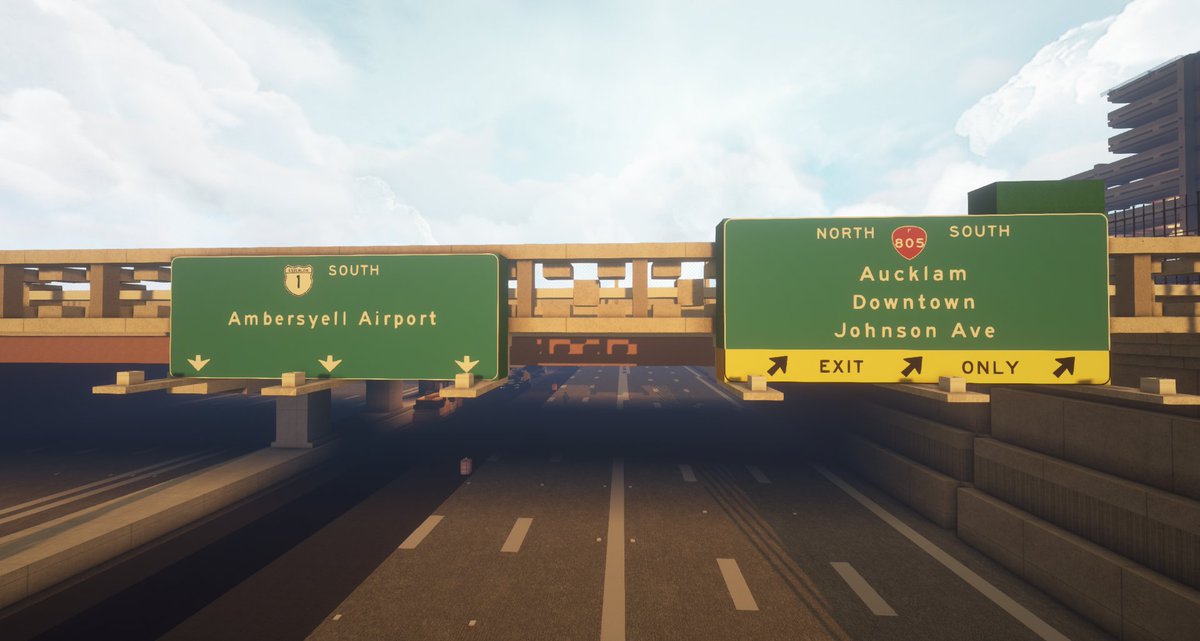 RoadsByArco's tweet image. Ambersyell and Plymouth are in the process of getting new American style guide signs made by me.
Want to check it out?, join mc.realismsociety.com and fly around both cities.
NOTE: Not all of them are completed, please do not complain if you see an empty guide sign. Pics by Kio