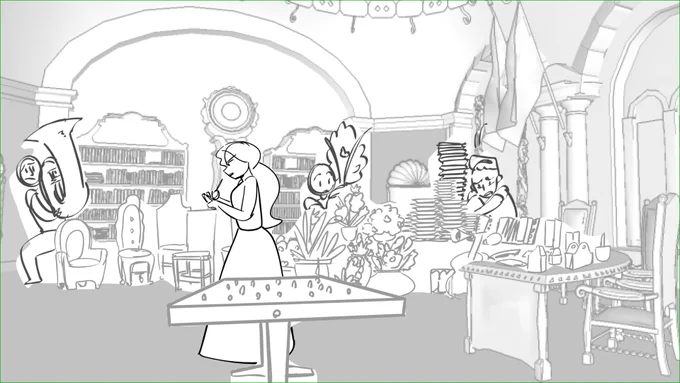 Original boards were done by James Little in this sequence but we needed more people in the BG so added a group of peeps running around. Also, panicked Elena was a shot added in. Thank you to the animators for balancing Elena out bc I kept drawing her really hyped up. 
