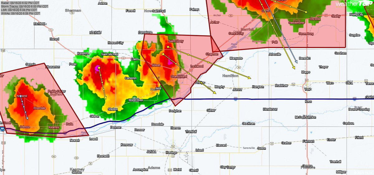 Thunder997rocks's tweet photo. Severe Thunderstorm Warning Until 6:15pm, Includes Grand Island. Up to Half Dollar Sized Hail possible with this thunderstorm. Listen To Coverage on GI Family Radio https://t.co/wY80olsEKH