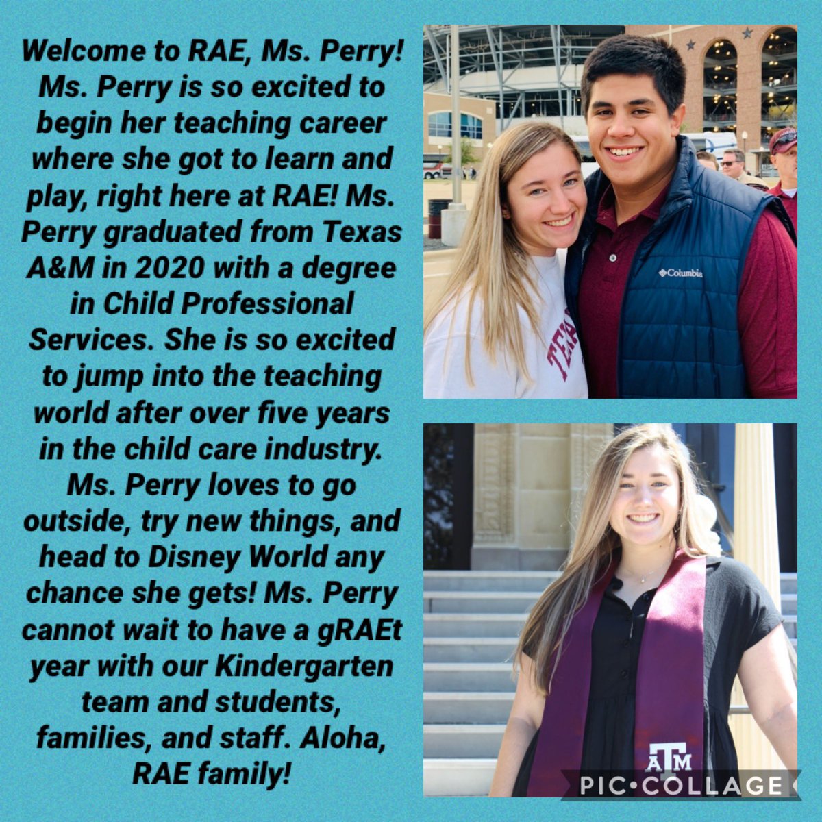 Aloha StingRAE Ohana! Let’s welcome our new to RAE family members <a href="/RAEinKaty/">Alexander Elementary</a> to our gRAEt community. Please welcome Ms. Perry. #raeinkaty #katyisd