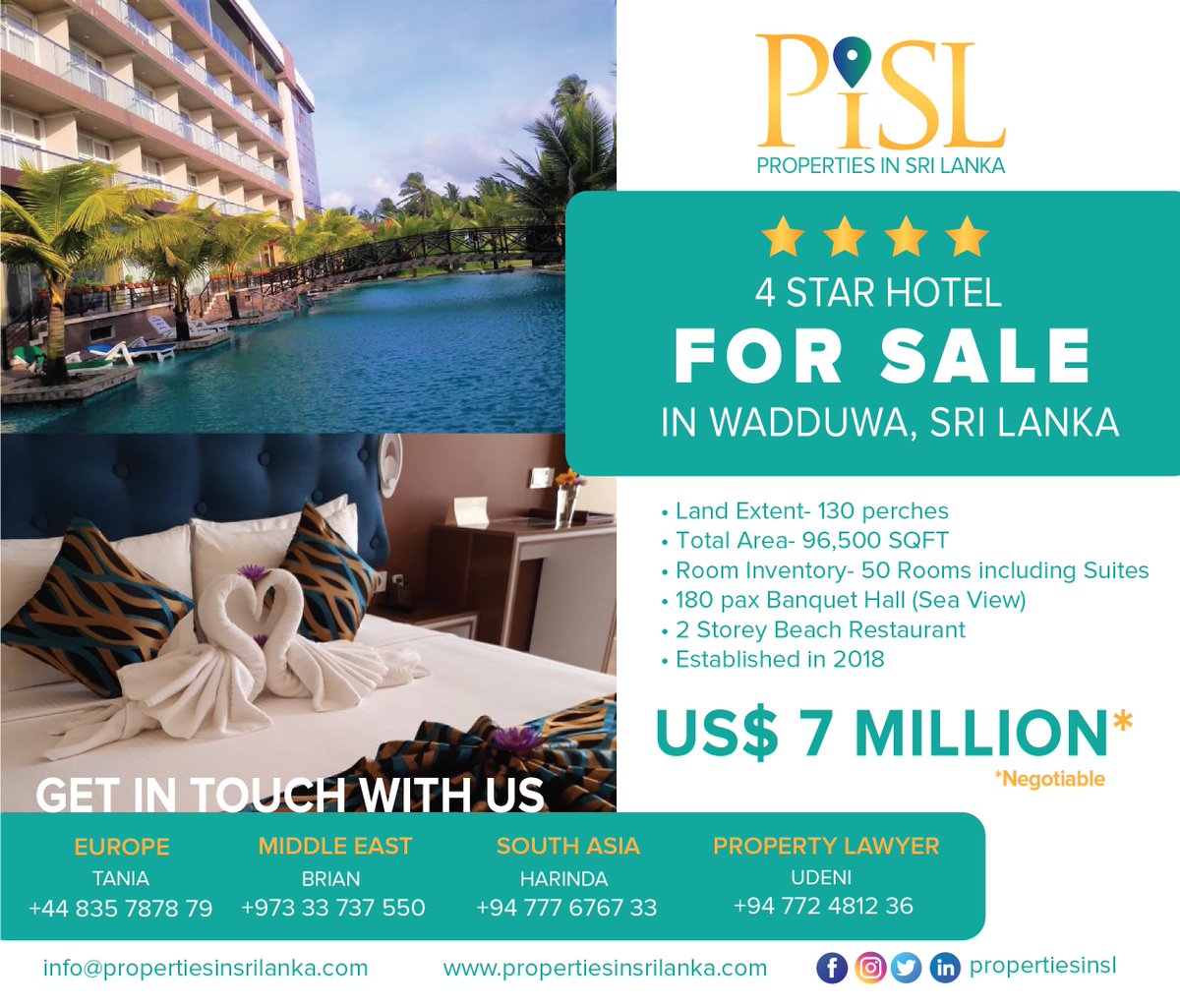 propertiesinsl's tweet photo. EXCLUSIVE OFFER 
4 Star Hotel in Wadduwa, Sri Lanka 
**FOR SALE**
Feel free to message us for more information 
#hotelforsale #wadduwa #srilanka #forsale #hotel #propertiesinsl #seaview #beachhotel #travel #realestate #realestate #property #propertydevelopment #propertymanagement https://t.co/E8hW76QQSX