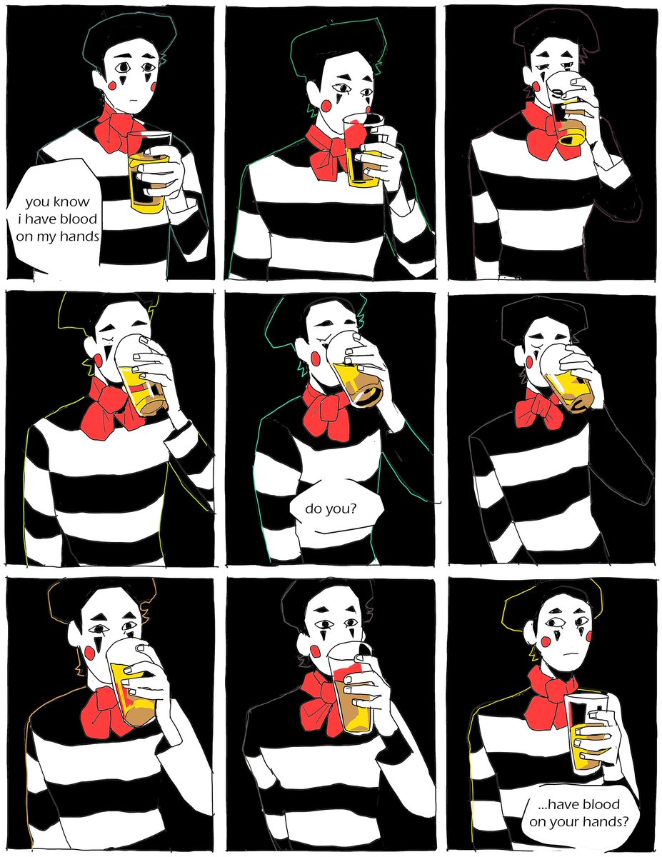 bothpalms's tweet image. a mime walks into a bar. (1/5)