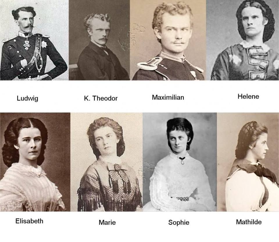 She had four sisters: Helene, Marie Sophie, Mathilde and Sophie. And five brothers: Ludwig Wilhelm, Wilhelm Karl (dead with less than two months), Karl Theodor,Maximilian (born dead) and Maximilian