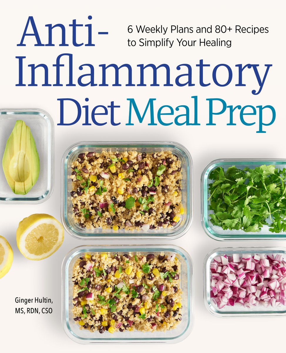 GingerHultinRD's tweet photo. My new book, Anti-Inflammatory Diet Meal Prep, comes out Tuesday! It features the power of meal prepping, 6 weeks of plans to increase nutrient intake, and a complete meal guide. Check it out on Amazon and let me know what you think 😀 https://t.co/bZQgW5ZoQ3 https://t.co/4l2kmg4nJh
