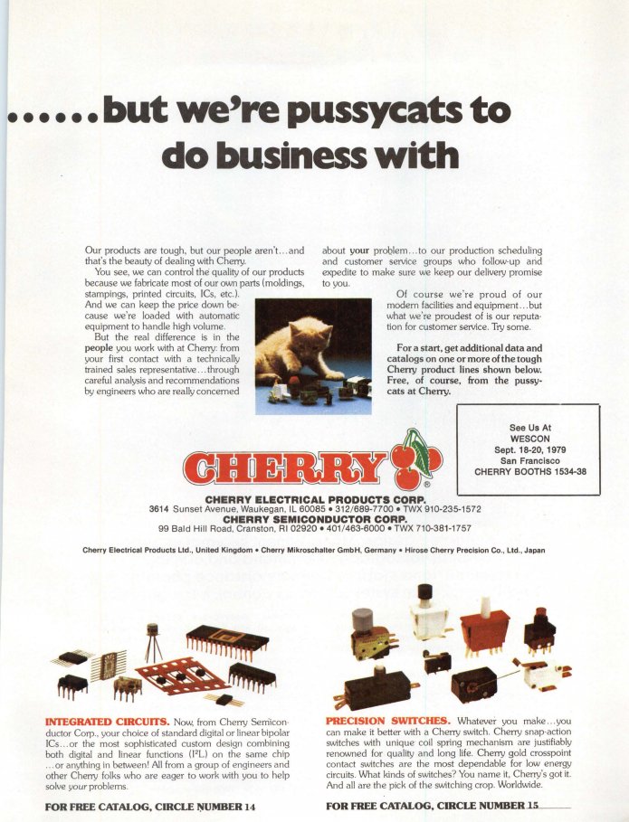 a Cherry ad from 1979 featuring a kitten.