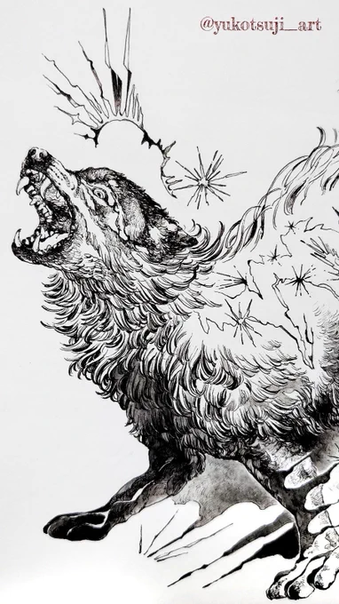 「(無題)」

作品の一部、とそのアップ。
雷をイメージして描いていたのですが、
自分の力量不足で断念してしまった絵です。
しかし気に入っている部分は見てもらいたかったのでトリミングしました。 